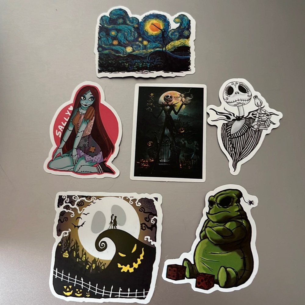 Set of 6 Nightmare Before Christmas Waterproof Stickers